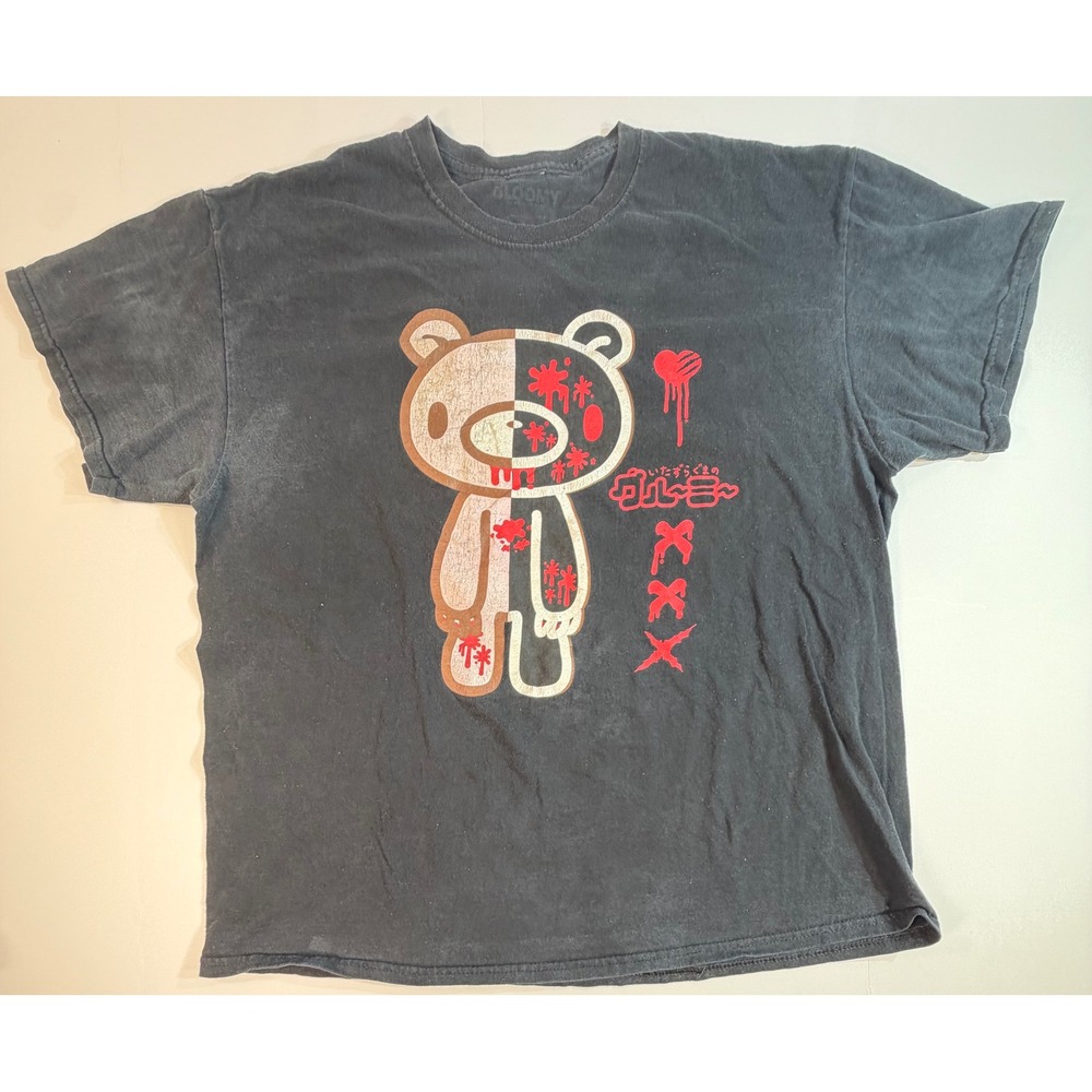 Gloomy Bear Mori Chack Graphic T-Shirt Mens XL Black Blood Splatter Kawaii Goth